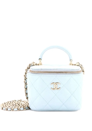 CHANEL Pre-Owned Classic Top Handle Vanity Case with Chain Quilted Lambskin Mini crossbody bag - Blue