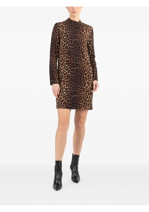 Michael Kors Collection mock-neck cheetah-print mini dress - Brown