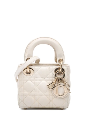 Christian Dior Pre-Owned 2021 Micro Lambskin Cannage Lady Dior satchel - White