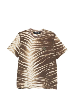 Just Cavalli animal-print logo-patch T-shirt - Brown