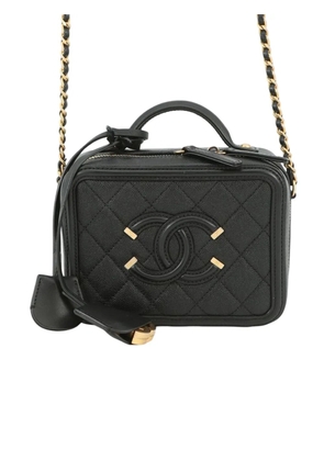 CHANEL Pre-Owned 2018 Small Caviar CC Filigree Vanity Case satchel - Black