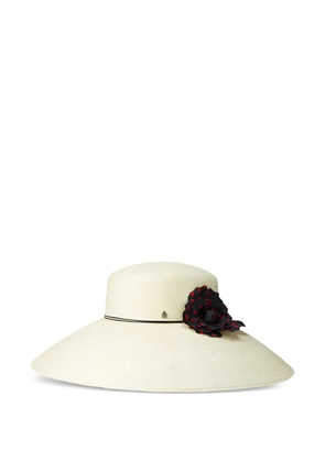 Maison Michel Rena flower-detailed fedora hat - Neutrals