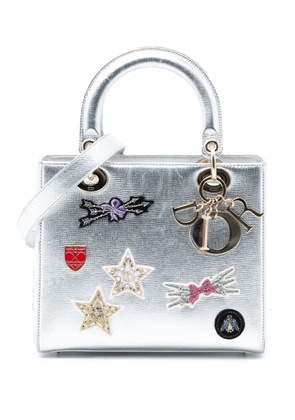 Christian Dior Pre-Owned 2016 Medium Calfskin Patch Embellished Lady Dior satchel - Silver