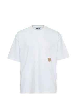 SOLID HOMME washed shoulder trim T-shirt - White