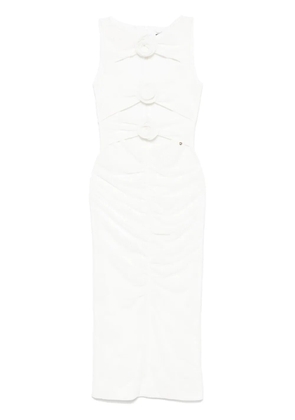 NISSA floral-appliqué midi dress - White