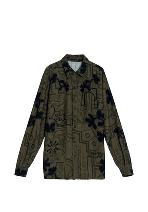 Agua Bendita button patch print shirt - Green