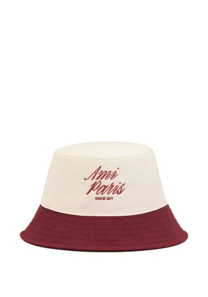 AMI Paris bicolor embroidery bucket hat - Neutrals