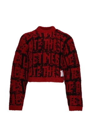 RRR123 cropped cotton sweater - Red