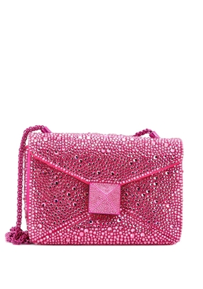 Valentino Garavani Pre-Owned One Stud Chain Flap Bag Crystal Embellished Suede Small shoulder bag - Pink