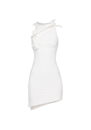 Coperni asymmetric flower mini dress - White