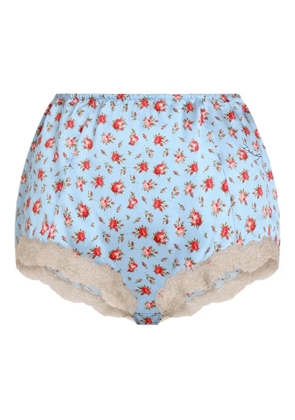 Dolce & Gabbana floral-print lace briefs - Blue