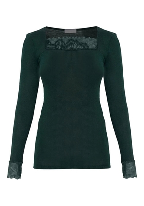 Hanro lace-detail square-neck top - Green