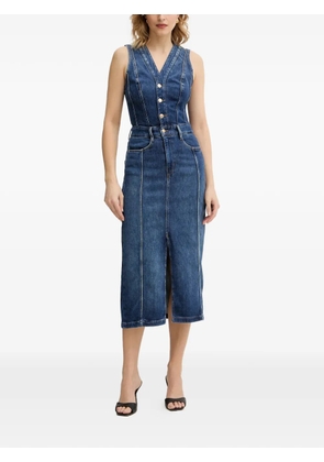 GUESS USA button V-neck midi dress - Blue