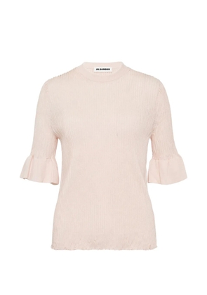 Jil Sander flounce-sleeved metallic T-shirt - Pink