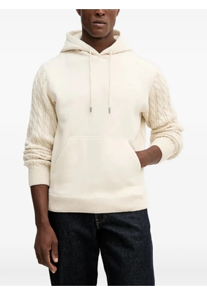 GUESS USA cable-knit logo-detail hoodie - Neutrals