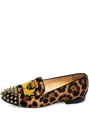 Christian Louboutin Pre-Owned leopard-print loafers - Brown