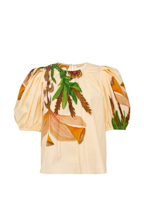 Ulla Johnson puff-sleeve floral top - Neutrals