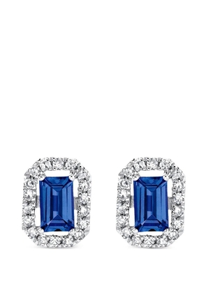 SHAY Halo diamond sapphire stud earrings - Silver
