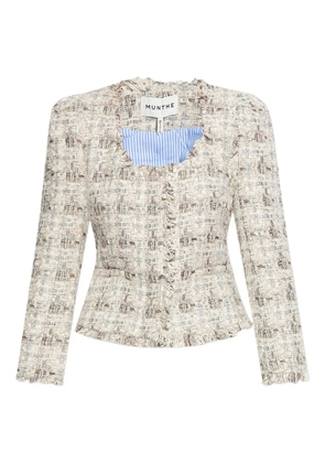 MUNTHE frayed-trim blazer - Neutrals