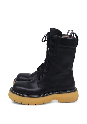 Bottega Veneta Pre-Owned Bounce lace-up leather boots - Black