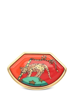 Hermès Pre-Owned 2010s graphic-print brooch - Gold