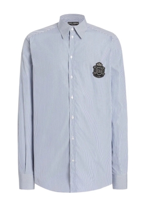 Dolce & Gabbana striped-pattern crest-appliqué shirt - Blue