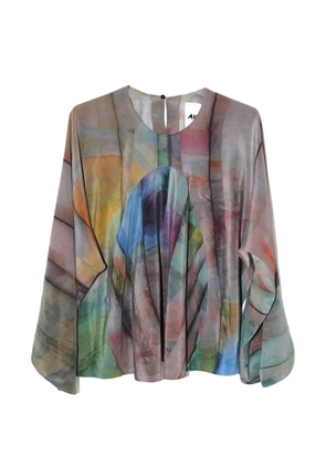 Anntian printed silk blouse - Brown