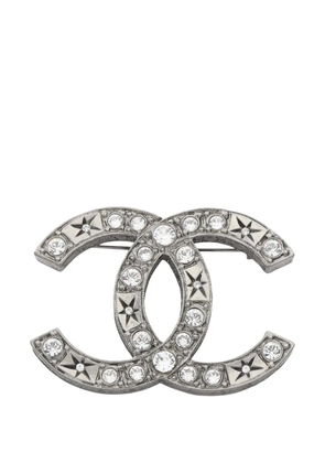 CHANEL Pre-Owned 2014 CC Stainless Steel Strass Brooch costume brooch - Silver