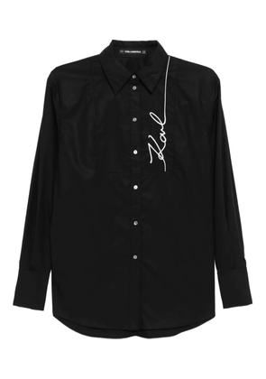 Karl Lagerfeld signature-embroidered poplin shirt - Black