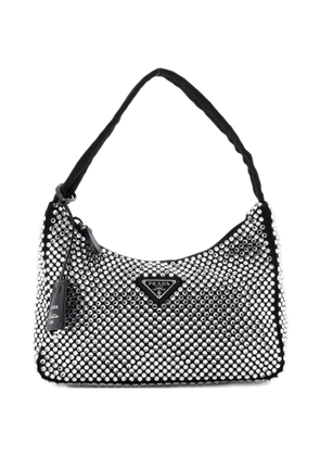 Prada Pre-Owned Re-Edition 2000 Crystal Embellished Satin Mini hobo bag - Black