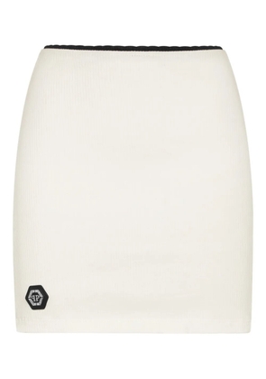 Philipp Plein ribbed cotton skirt - White