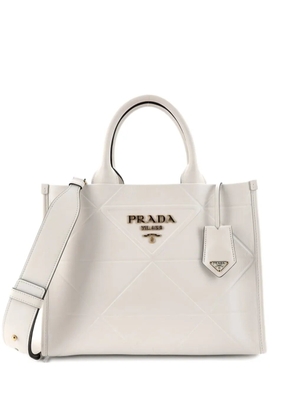 Prada Pre-Owned Symbole Shopper Embossed Leather Small tote bag - White