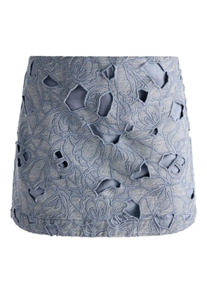 alice + olivia embroidered eyelet mini skirt - Blue