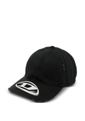 Diesel logo-plaque distressed baseball hat - Black