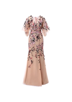 Rami Al Ali embroidered overlap maxi dress - Neutrals