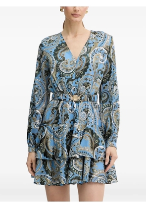 GUESS USA paisley-print tiered mini dress - Blue