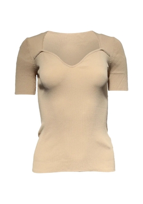 SANDRO sweetheart-neck short-sleeve top - Neutrals
