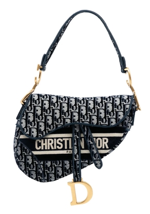 Christian Dior Pre-Owned 2020 Oblique Embroidered Velvet Saddle Bag shoulder bag - Blue