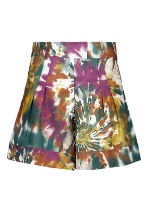 PAULA pleated tie-dye shorts - Green