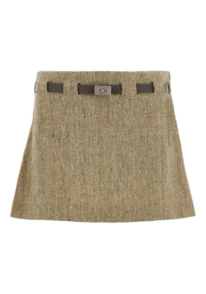 Ferragamo Gancini-buckle pleated mini skirt - Neutrals