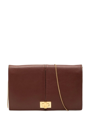 Fendi Pre-Owned 2000-2010 Leather Peekaboo Chain Clutch crossbody bag - Brown