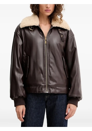 TWINSET zip-up faux-leather jacket - Brown
