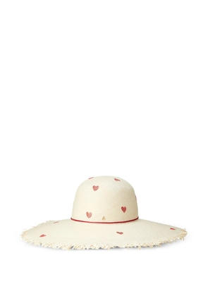 Maison Michel Blanche heart-motif fringed hat - Neutrals