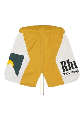 RHUDE logo-panel swim shorts - Yellow