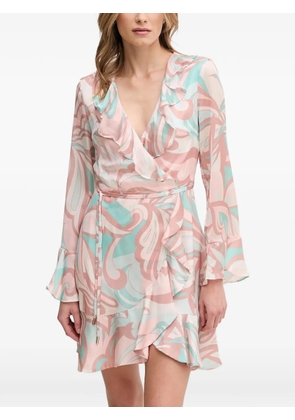 Gaudi ruffled patterned mini dress - Pink