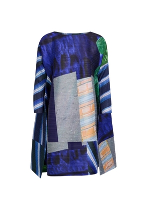 Pleats Please Issey Miyake printed pleated mini dress - Blue