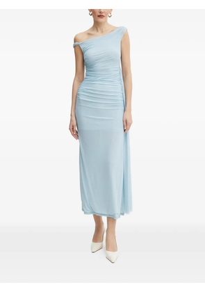 Bardot Layana assymmetric-neck ruched-detail maxi dress - Blue