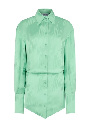 The Attico embossed-pattern shirt dress - Green