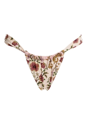 Agua Bendita ruffled floral-print bikini bottoms - Neutrals