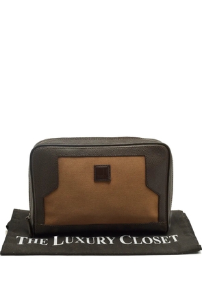 Dunhill leather canvas zip pouch - Brown